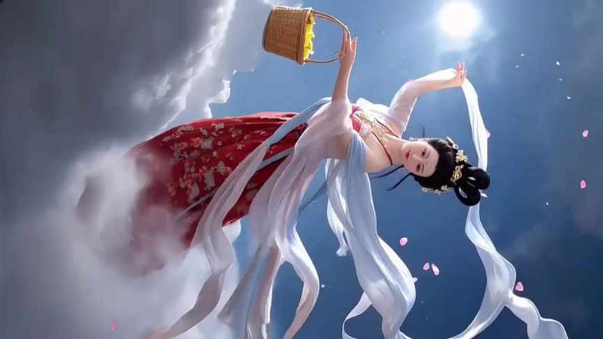 梦幻仙境中的古装仙子，轻盈飘逸，宛若仙子下凡。