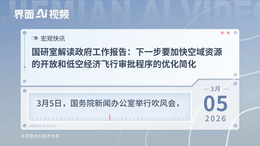 国研室解读政府工作报告:下一步要加快空域资源的开放和低空经济飞行审批程序的优化简化